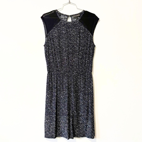 Banana Republic Printed Mesh-Inset Dress Black and White Size 10 - Picture 3 of 11